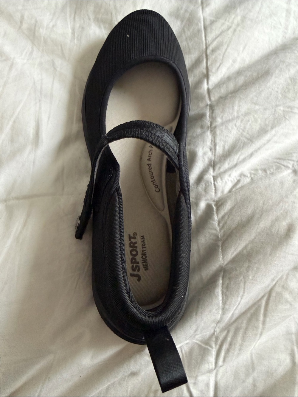 J Sport Merry Black Mary Jane Slip-On Shoe with Strap 8.5